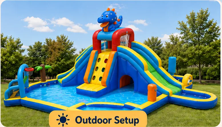 Dino Splash outdoor water-play setup
