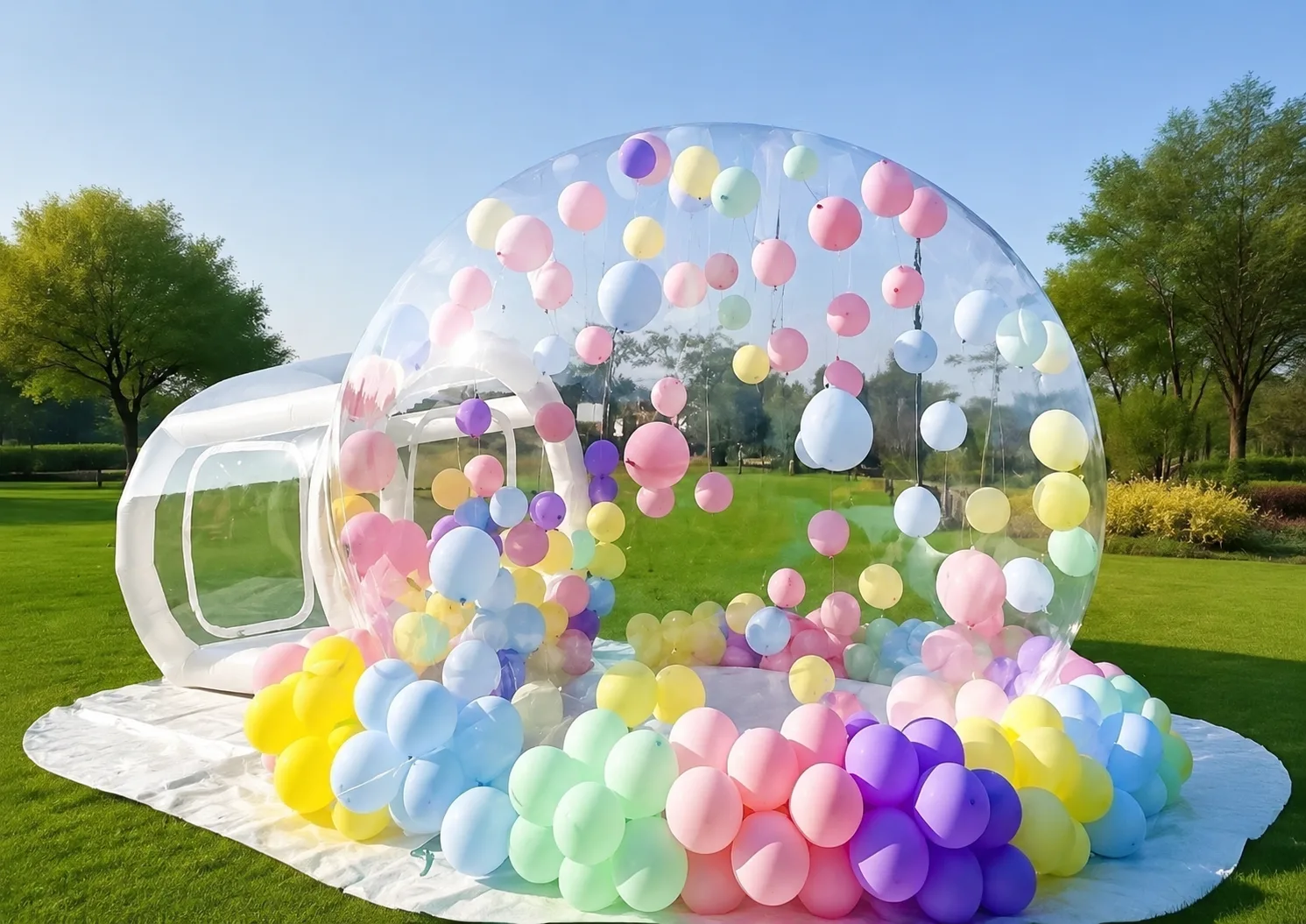 Bubble Castle with colourful pastel balls